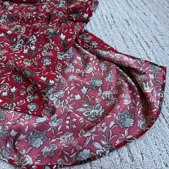 New Making the Cut S3 Ep5 Floral Sash Wrapped Midi Dress Draped Size Medium Red - Picture 12 of 14